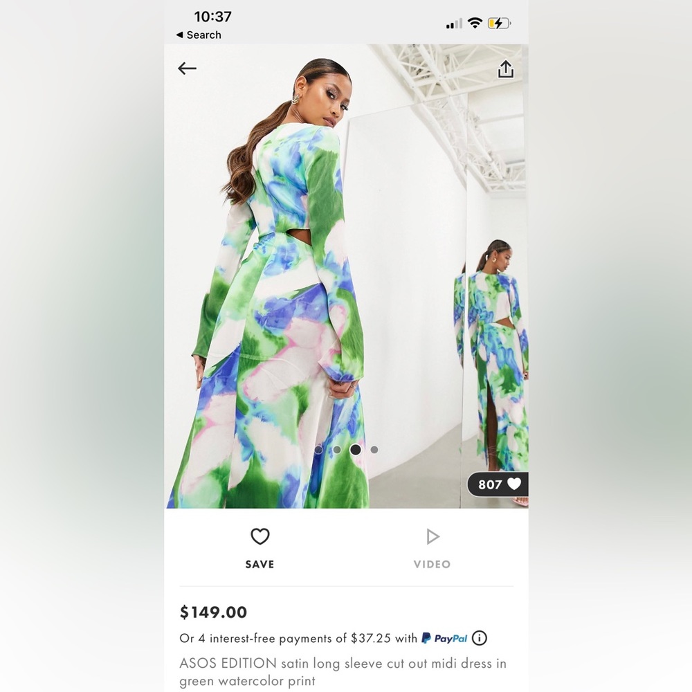 ASOS EDITION satin long sleeve cut out midi dress